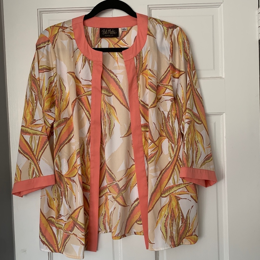 Bob Mackie Jacket - Medium - Tropical Peach Gold Tan